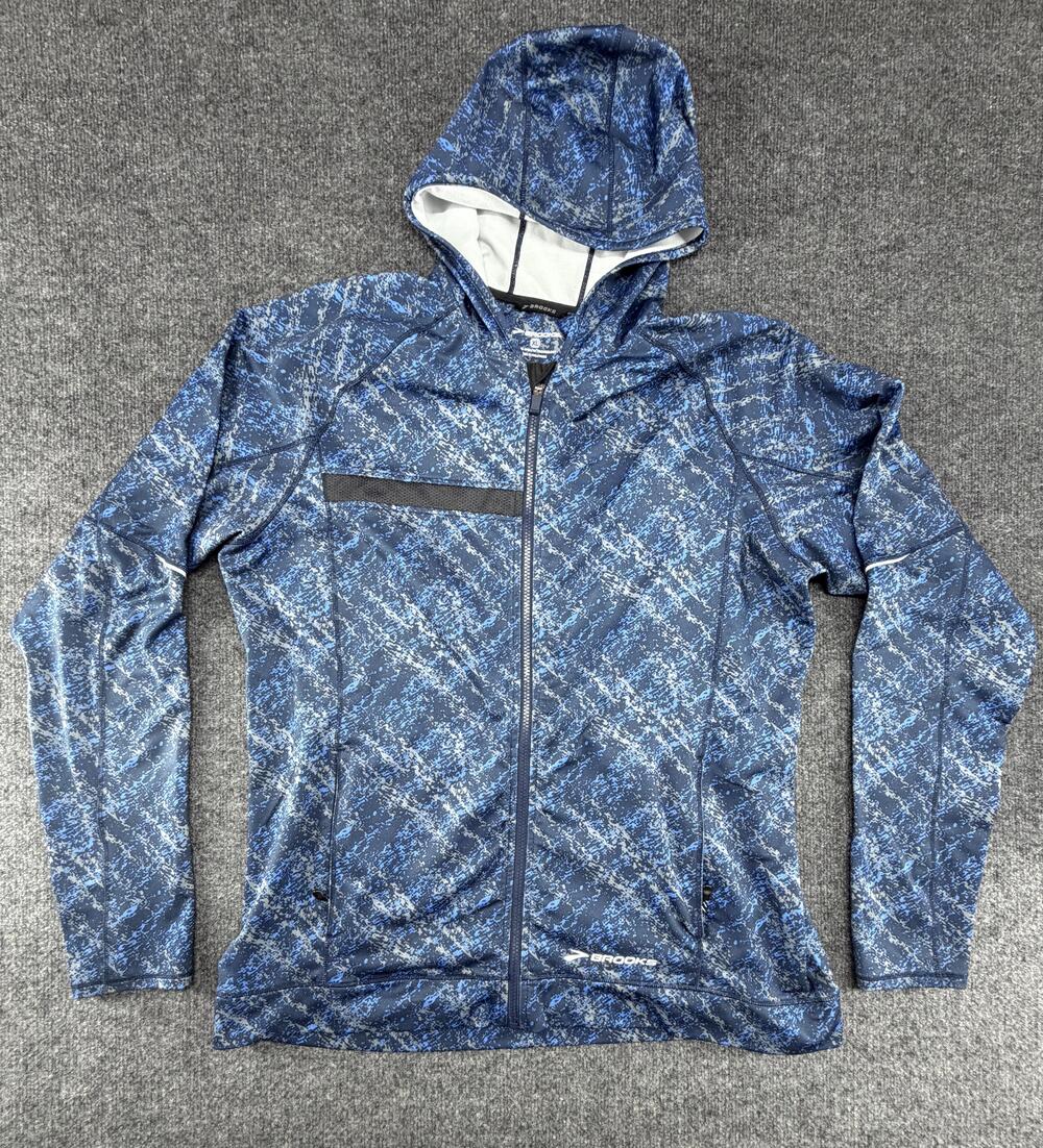 Brooks Jacket Mens XL Blue M3 Shelter Hooded Full Zip Running Softshell